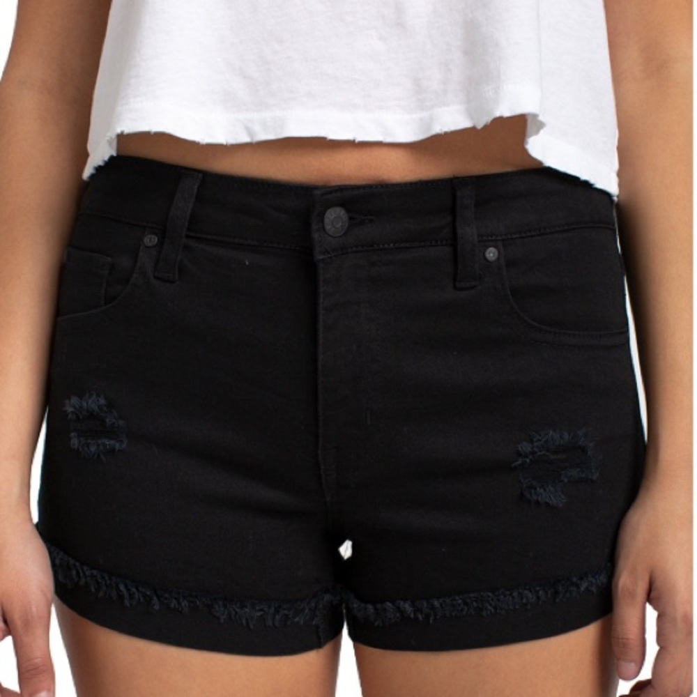 Celebrity Pink Juniors Mid Rise Fray Cuff Shorts